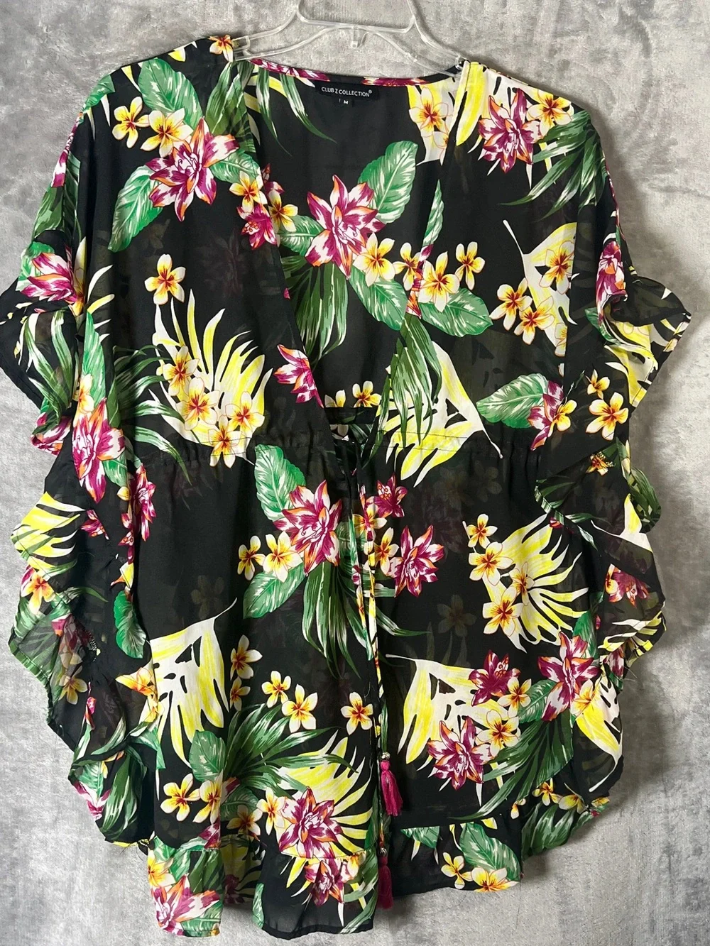 Men's Black Tropical Swim Cover-Up